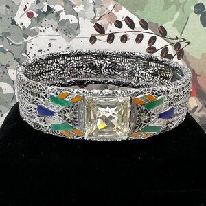Ostby Barton Sterling Art Deco Hinged Bracelet